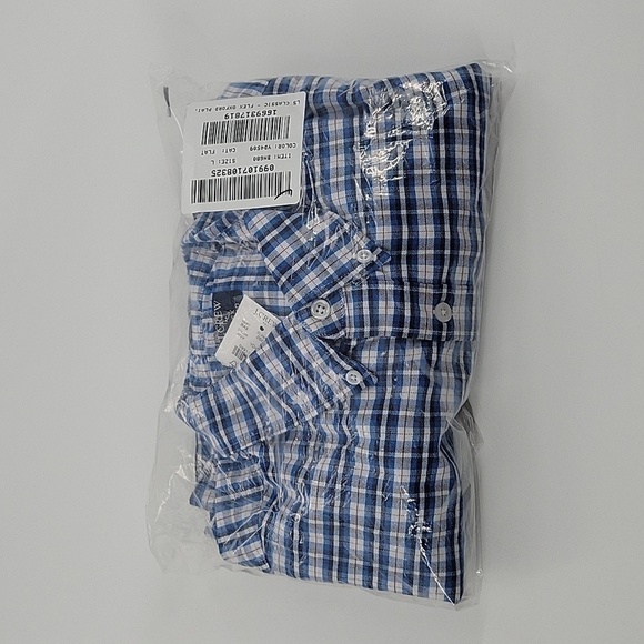 J Crew Factory Plaid flex oxford shirt Antique Navy Yatch Blue size L NWT BN680 - Picture 10 of 11